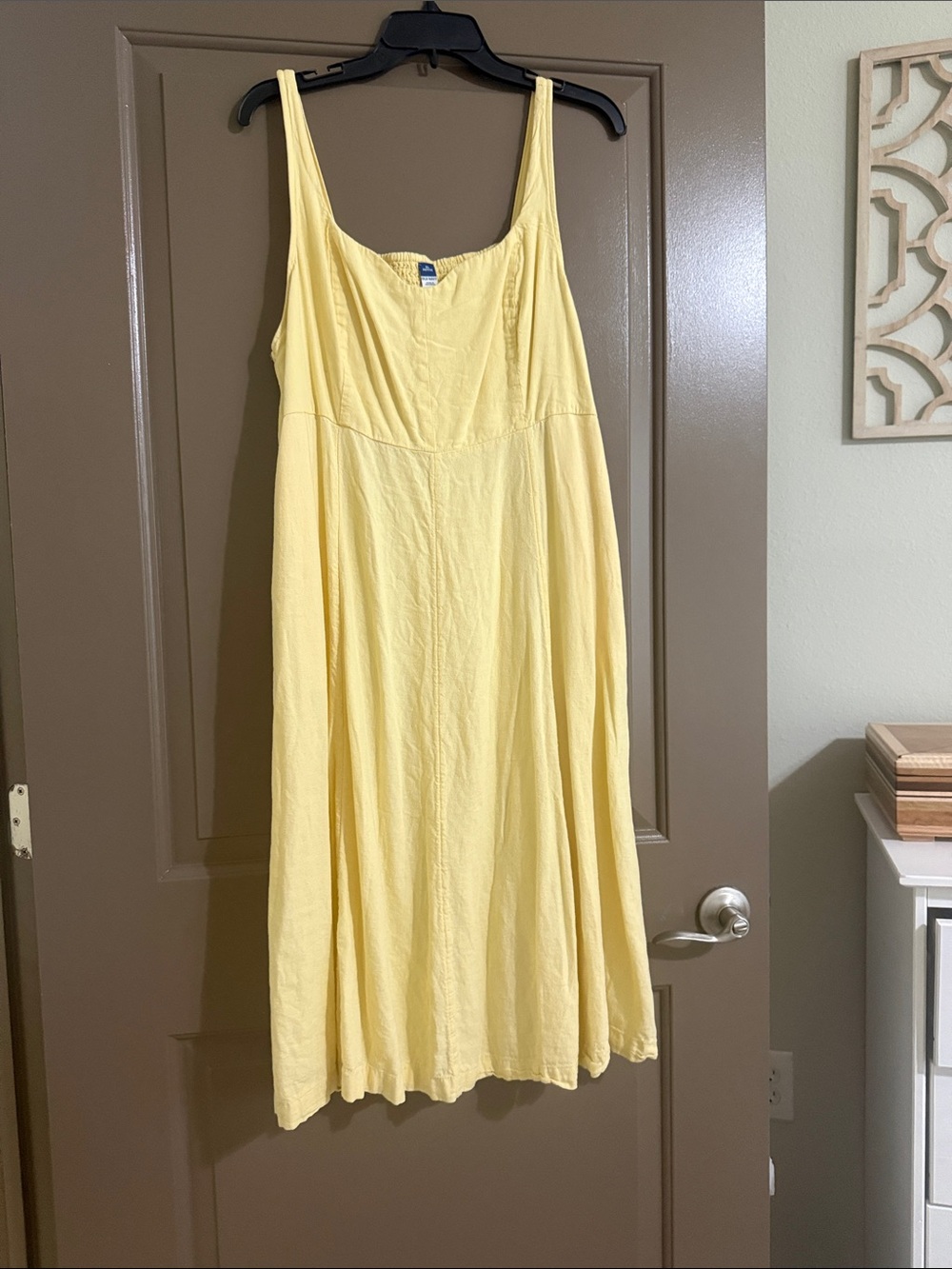 Butter Yellow Linen Fit and Flare Midi dress